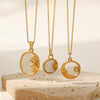 Women's Geometric Stainless Steel And Titanium Steel Inlaid Pendant Necklace With Electroplating
