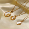 Women's Geometric Stainless Steel And Titanium Steel Inlaid Pendant Necklace With Electroplating