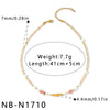 Women's Geometric Stainless Steel Beaded Necklace With Pearl Embellished White Acrylic Design And Vacuum Gold Plating