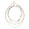 Women's Geometric Stainless Steel Beaded Necklace With Pearl Embellished White Acrylic Design And Vacuum Gold Plating