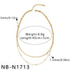 Women's Geometric Stainless Steel Beaded Necklace With Pearl Embellished White Acrylic Design And Vacuum Gold Plating
