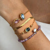 Women's Geometric Stainless Steel Bracelet With Colored Gemstone Glass And Natural Stone Details Hypoallergenic Plated Jewelry