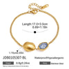 Women's Geometric Stainless Steel Bracelet With Colored Gemstone Glass And Natural Stone Details Hypoallergenic Plated Jewelry