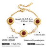 Women's Geometric Stainless Steel Bracelet With Colored Resin Beads And Gold Tone Plated Finish