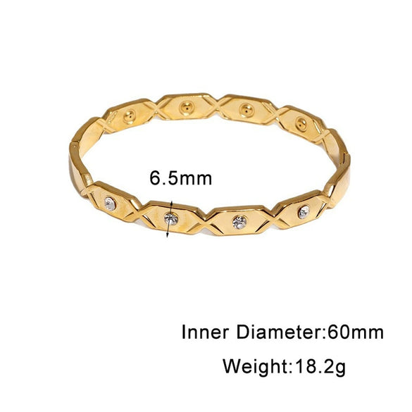 Women's Geometric Stainless Steel Bracelet With Colorfast Gold Plated Finish And Modern Minimalist Design