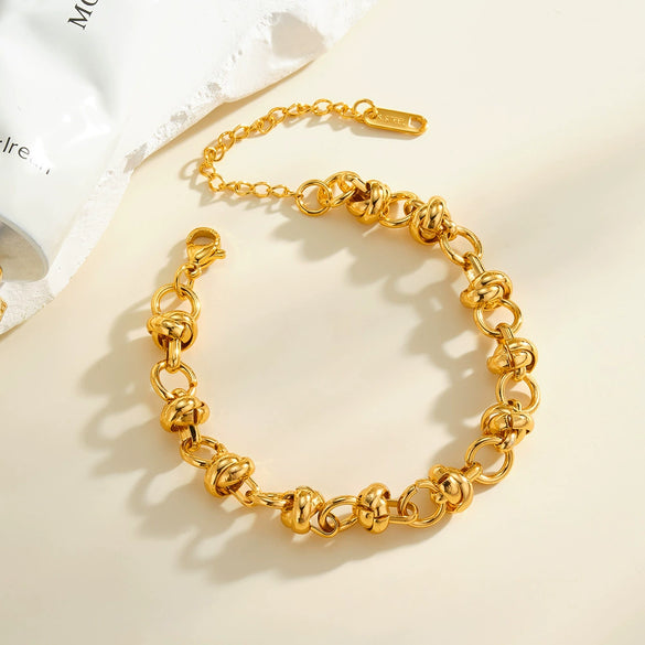 Women's Geometric Stainless Steel Bracelet With Durable Gold Plated Finish And Minimalist Fashion Style
