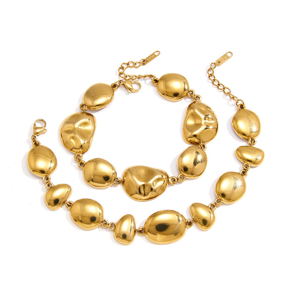 Women's Geometric Stainless Steel Bracelet With 18K Gold Plated Finish Irregular Smooth Surface And Colorfast Design