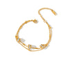 Women's Geometric Stainless Steel Bracelet With 18K Gold Vacuum Plating And Rhinestone Accents Light Luxury Fashion Jewelry