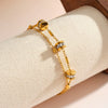 Women's Geometric Stainless Steel Bracelet With 18K Gold Vacuum Plating And Rhinestone Accents Light Luxury Fashion Jewelry