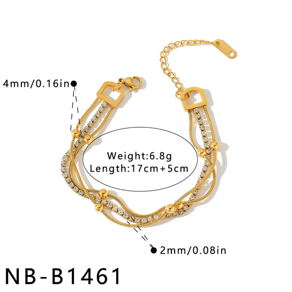 Women's Geometric Stainless Steel Bracelet With 18K Gold Vacuum Plating And Rhinestone Inlay Light Luxury Fashion Jewelry