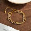 Women's Geometric Stainless Steel Bracelet With 18K Gold Vacuum Plating And Rhinestone Inlay Light Luxury Fashion Jewelry