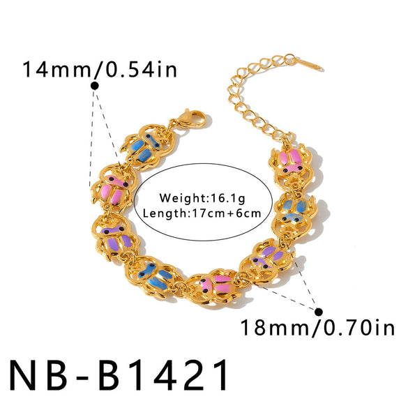 Women's Geometric Stainless Steel Bracelet With Oildrip Finish And 18K Vacuum Plating Simple Fashion Jewelry
