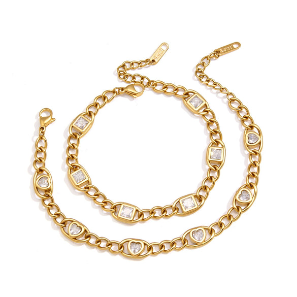 Women's Geometric Stainless Steel Bracelet With Plated Finish And Hypoallergenic Material