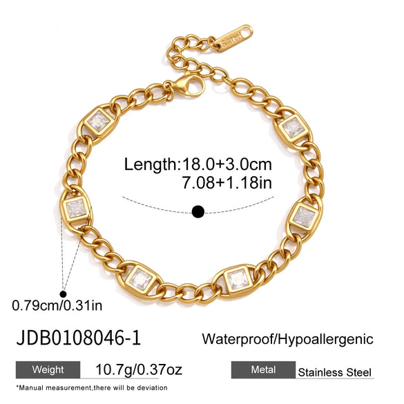 Women's Geometric Stainless Steel Bracelet With Plated Finish And Hypoallergenic Material