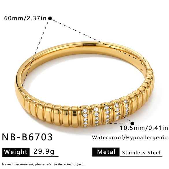 Women's Geometric Stainless Steel Bracelet With Rhinestone Accents And Vacuum Electroplated Finish Fashion Jewelry Wholesale