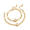 Women's Geometric Stainless Steel Bracelet With Single Zircon Accent And Colorfast Plated Finish