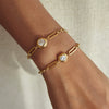 Women's Geometric Stainless Steel Bracelet With Single Zircon Accent And Colorfast Plated Finish