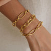 Women's Geometric Stainless Steel Chain Bracelet With Hypoallergenic Gold Plated Finish
