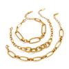 Women's Geometric Stainless Steel Chain Bracelet With Hypoallergenic Gold Plated Finish