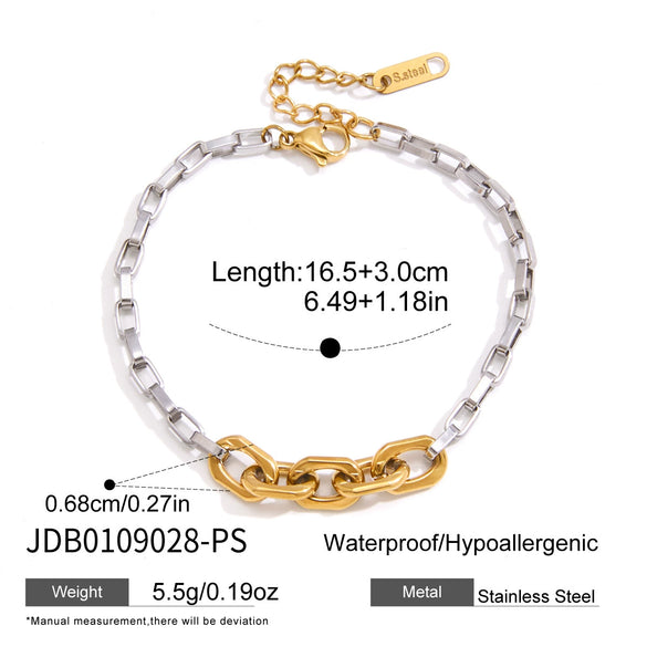 Women's Geometric Stainless Steel Chain Bracelet With Plated Finish Hypoallergenic Fashion Jewelry Wholesale