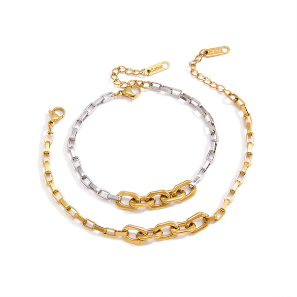 Women's Geometric Stainless Steel Chain Bracelet With Plated Finish Hypoallergenic Fashion Jewelry Wholesale