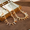 Women's Geometric Stainless Steel Clavicle Necklace With White Shell Inlay 18K Vacuum Plated Beads And Regular Chain