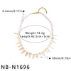 Women's Geometric Stainless Steel Clavicle Necklace With White Shell Inlay 18K Vacuum Plated Beads And Regular Chain