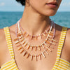 Women's Geometric Stainless Steel Clavicle Necklace With White Shell Inlay 18K Vacuum Plated Beads And Regular Chain