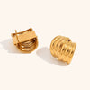Women's Geometric Stainless Steel Cross Earrings With Goldplated Finish And Threelayer Vertical Stripe Design