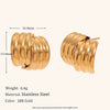 Women's Geometric Stainless Steel Cross Earrings With Goldplated Finish And Threelayer Vertical Stripe Design