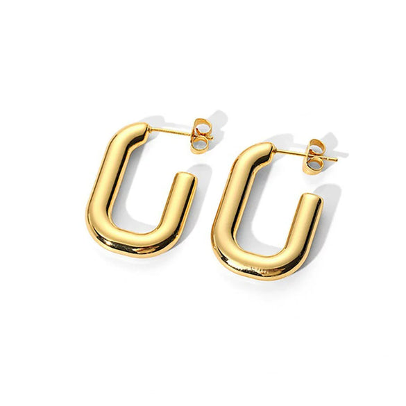 Women's Geometric Stainless Steel Cshaped Electroplated Earrings