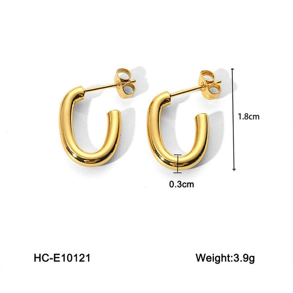 Women's Geometric Stainless Steel Cshaped Electroplated Earrings