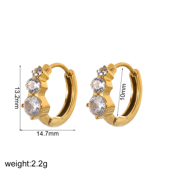 Women's Geometric Stainless Steel Diamondencrusted Electroplated Earrings