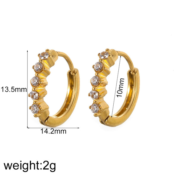 Women's Geometric Stainless Steel Diamondencrusted Electroplated Earrings