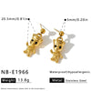 Women's Geometric Stainless Steel Earrings And Ring Set With Rhinestone Detail And 18K Vacuum Plated Finish