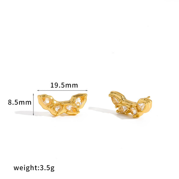 Women's Geometric Stainless Steel Earrings With Diamond Accents And 18K Gold Pvd Vacuum Plating Light Luxury Style