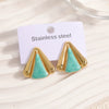 Women's Geometric Stainless Steel Earrings With Enamel Drip Glaze Retro Fashion Design For Wholesale