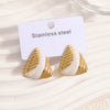 Women's Geometric Stainless Steel Earrings With Enamel Drip Glaze Retro Fashion Design For Wholesale