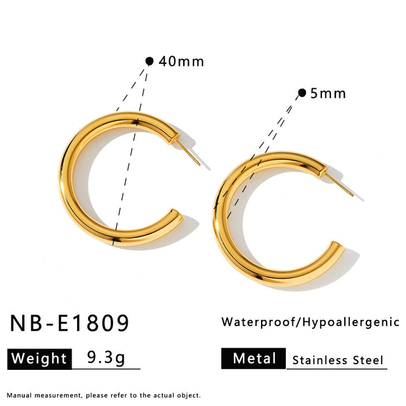 Women's Geometric Stainless Steel Earrings With Gold Electroplated Finish Simple Trendy Non Fading Jewelry