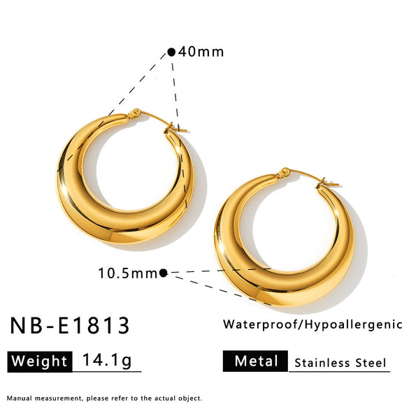 Women's Geometric Stainless Steel Earrings With Gold Electroplated Finish Simple Trendy Non Fading Jewelry