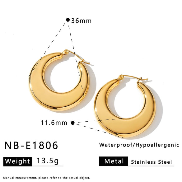 Women's Geometric Stainless Steel Earrings With Gold Electroplated Finish Simple Trendy Non Fading Jewelry