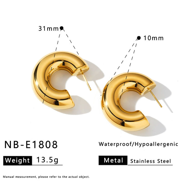 Women's Geometric Stainless Steel Earrings With Gold Electroplated Finish Simple Trendy Non Fading Jewelry