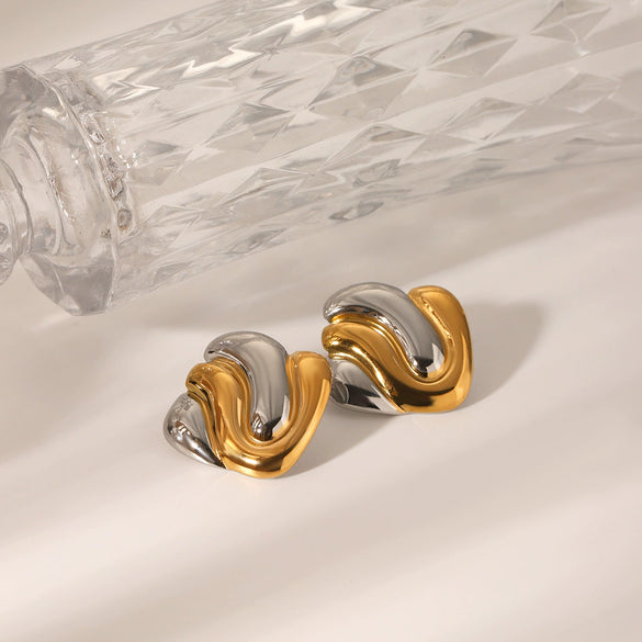 Women's Geometric Stainless Steel Earrings With Ins Style And Electroplating Design