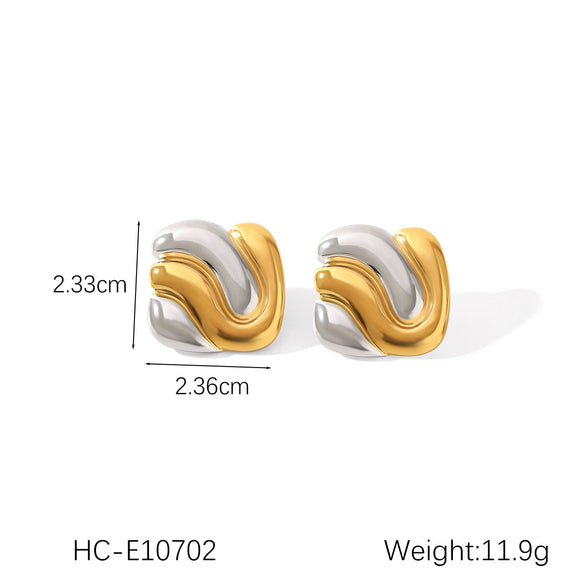 Women's Geometric Stainless Steel Earrings With Ins Style And Electroplating Design