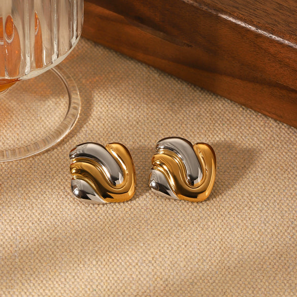 Women's Geometric Stainless Steel Earrings With Ins Style And Electroplating Design