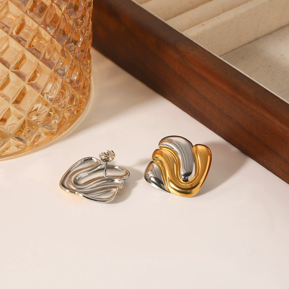 Women's Geometric Stainless Steel Earrings With Ins Style And Electroplating Design