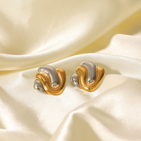 Women's Geometric Stainless Steel Earrings With Ins Style And Electroplating Design
