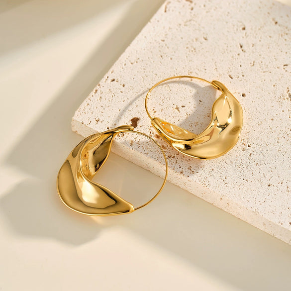 Women’s Geometric Stainless Steel Earrings With 18K Gold Vacuum Plating Simple Retro Style