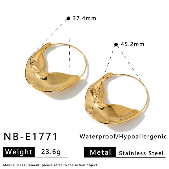 Women’s Geometric Stainless Steel Earrings With 18K Gold Vacuum Plating Simple Retro Style