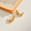Women's Geometric Stainless Steel Earrings With 18K Vacuum Plating And Zircon Rhinestone Accents Vintage Light Luxury Style